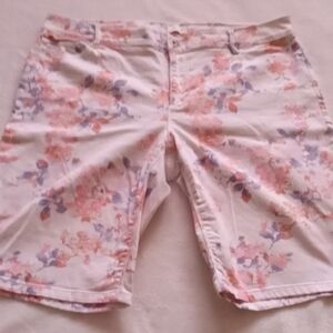 J. Jill Womens Floral Print Shorts - Pink, Orange and Purple, Size 14